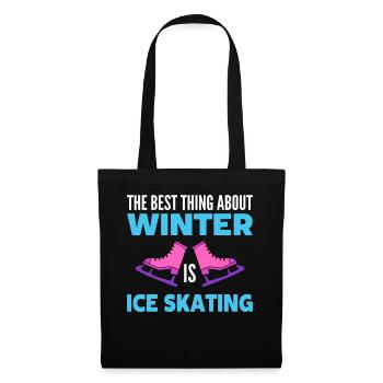 Eislaufliebhaber Schlittschuhläufer - Stoffbeutel - Schwarz - Vorne