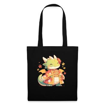 Kimono Dragon Japonais Kawaii - Sac en tissu - noir - Devant