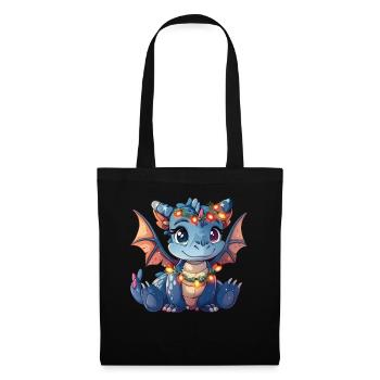 Dragon Christmas Lights Anime Kawaii Kids - Tote Bag - black - Front