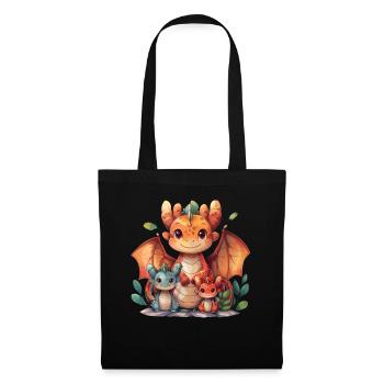 Dragon Family Kawaii Dragon - Tote Bag - black - Front