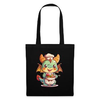Drache Ramen Japanisch Kawaii - Stoffbeutel - Schwarz - Vorne