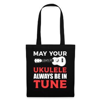 Lustiger Ukelele-Spieler Ukelele - Stoffbeutel - Schwarz - Vorne