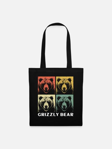 Grizzlybär Braunbär - Stoffbeutel - Schwarz
