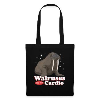 Walross Walrus Walrosse Walroß Geschenk - Stoffbeutel - Schwarz - Vorne