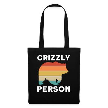 Grizzlybär Person Braunbär - Stoffbeutel - Schwarz - Vorne