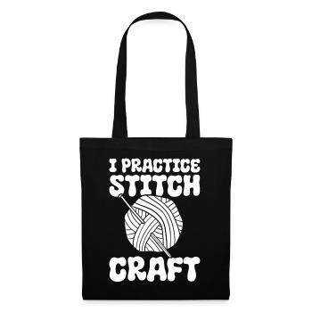I Practice Stitch Craft Stricker - Stoffbeutel - Schwarz - Vorne