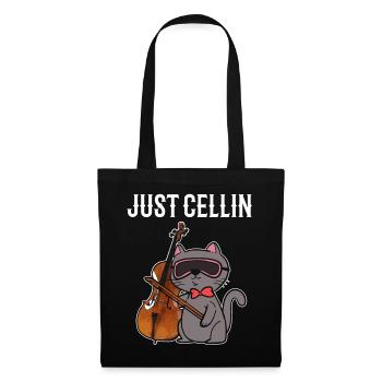 Katze spielt Cello Professioneller Cellist - Stoffbeutel - Schwarz - Vorne