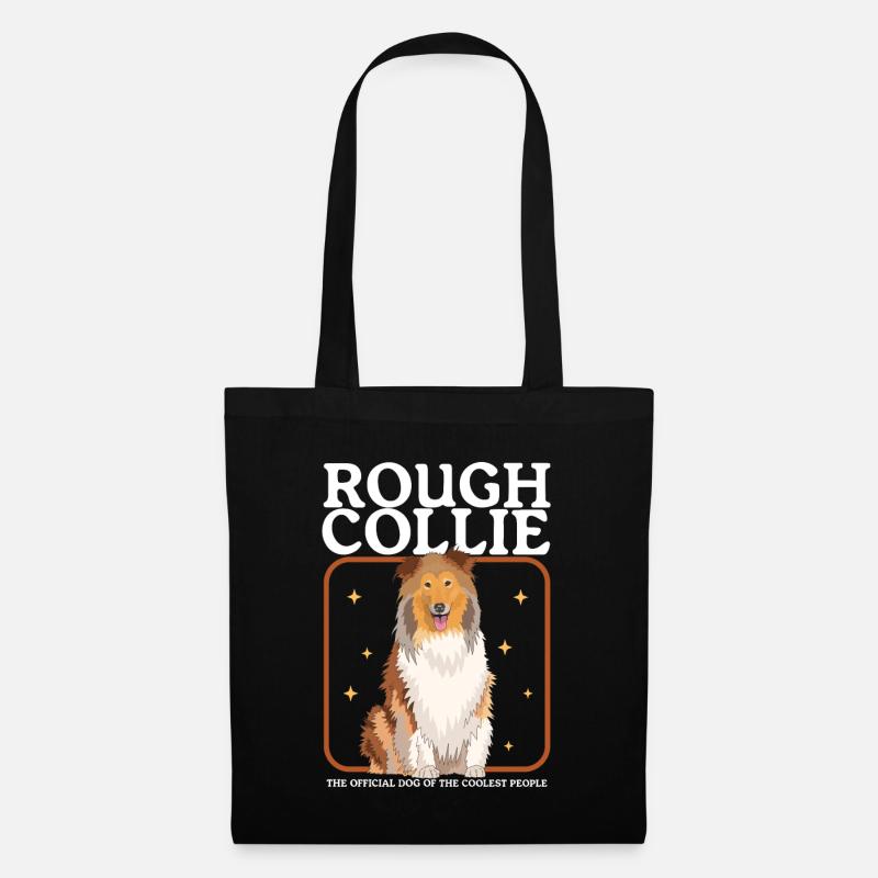 Collie Langhaarcollie Hunde Collies Geschenk - Stoffbeutel - Schwarz