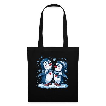 Pingouin Couple Kawaii Pingouin Mignon - Sac en tissu - noir - Devant