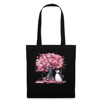 Penguin Japanese Sakura Tree Kawaii - Tote Bag - black - Front