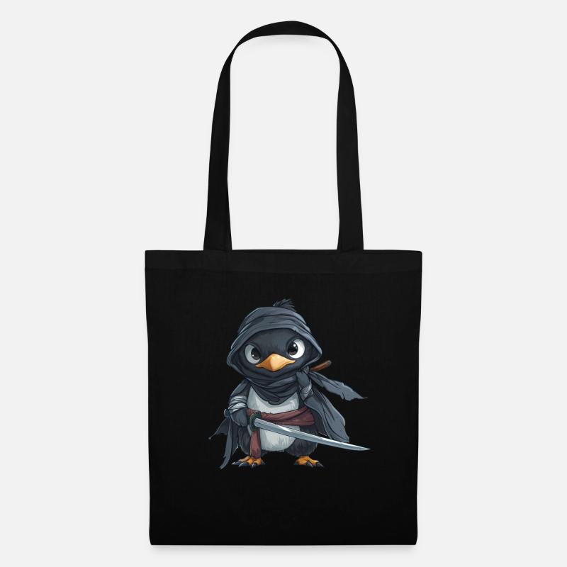 Pinguin Ninja Japanisch Kawaii Pinguin Niedlich - Stoffbeutel - Schwarz
