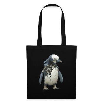Pinguin Skelett Halloween Pinguin - Stoffbeutel - Schwarz - Vorne