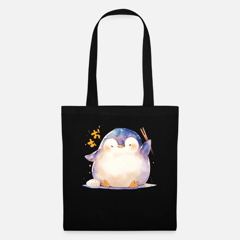 Pinguin Kawaii Pinguin Niedlich - Stoffbeutel - Schwarz