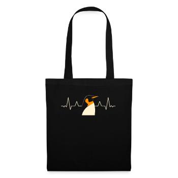 Pinguin Herzschlag Kawaii Pinguin Niedlich - Stoffbeutel - Schwarz - Vorne