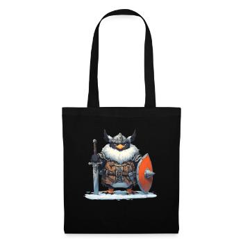 Pinguin Wikinger Kawaii Pinguin Niedlich - Stoffbeutel - Schwarz - Vorne