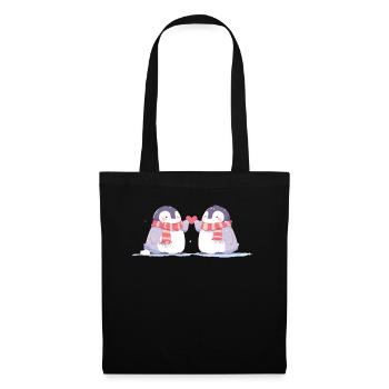 Pingouin Couple Kawaii Pingouin Mignon - Sac en tissu - noir - Devant