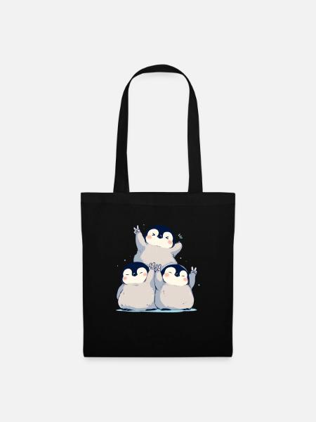 Pinguin Frieden Kawaii Pinguin Niedlich - Stoffbeutel - Schwarz