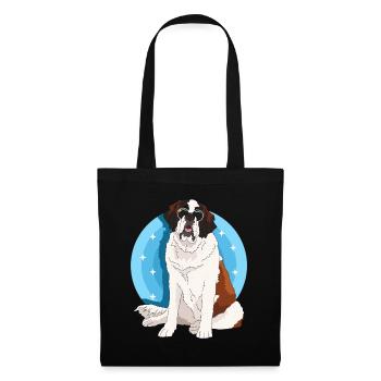 Bernhardiner Hund St. Bernhardshund Geschenk - Stoffbeutel - Schwarz - Vorne