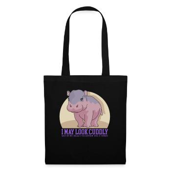 Hippopotame Bébé hippopotame Cadeau hippopotame - Sac en tissu - noir - Devant
