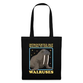 Walross Walrus Walroß Walrosse Geschenk - Stoffbeutel - Schwarz - Vorne