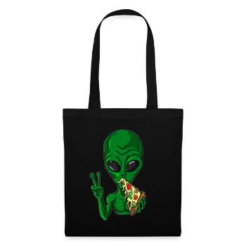 Green alien alien loves pizza lover - Tote Bag - black - Front
