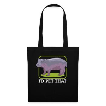 Hippopotame Bébé hippopotame Cadeau Hippopotame - Sac en tissu - noir - Devant