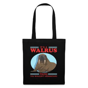 Walross Walroß Walrus Walrosse Geschenk - Stoffbeutel - Schwarz - Vorne