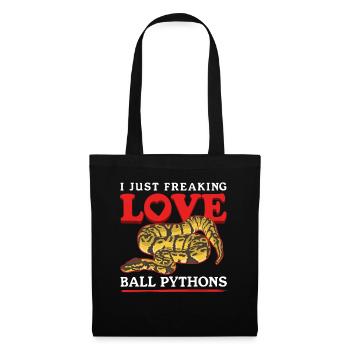 Königspython Schlangen Python Geschenke - Stoffbeutel - Schwarz - Vorne