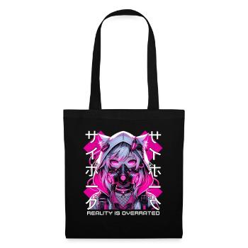 Cyberpunk Anime Girl Cyborg Futuristic Japanese - Tote Bag - black - Front