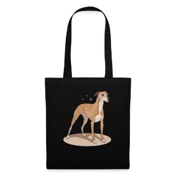 Whippet Englischer Windhund Geschenke - Stoffbeutel - Schwarz - Vorne
