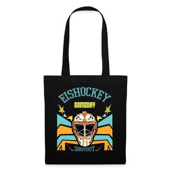 Eishockey Fans Torwart Geschenk Trikot Pucks - Stoffbeutel - Schwarz - Vorne