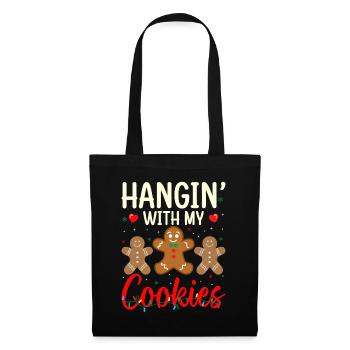 Abhängen mit meinen Cookies Kekse backen Weihnacht - Stoffbeutel - Schwarz - Vorne