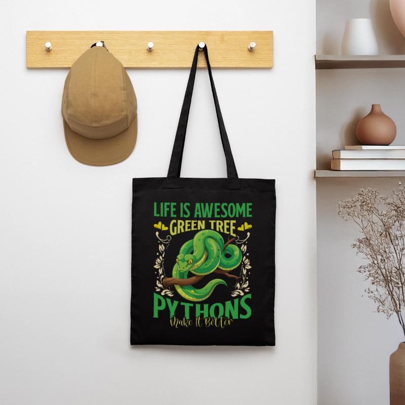 Green Tree Python Tote Bag