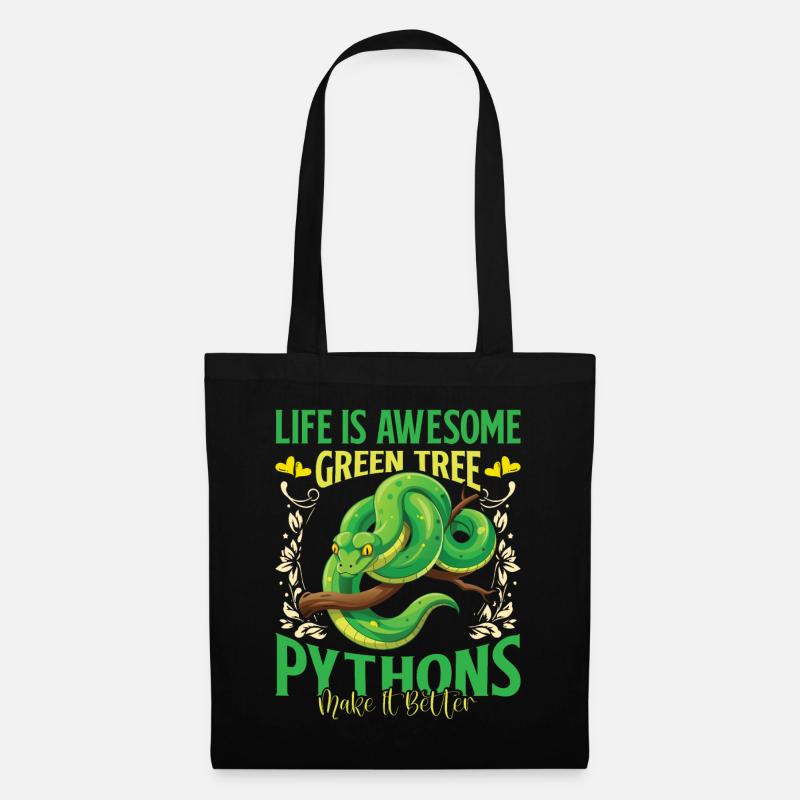 Green Tree Python - Tote Bag - black
