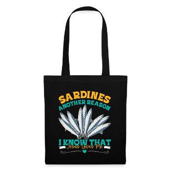 Sardines, Pêche, Poisson - Sac en tissu - noir - Devant
