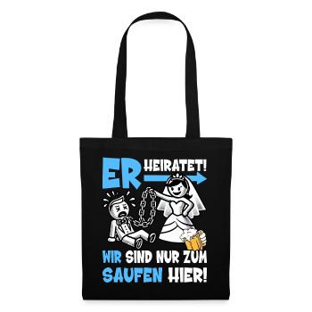 JGA T-Shirt Männer Junggesellenabschied Poltern - Stoffbeutel - Schwarz - Vorne