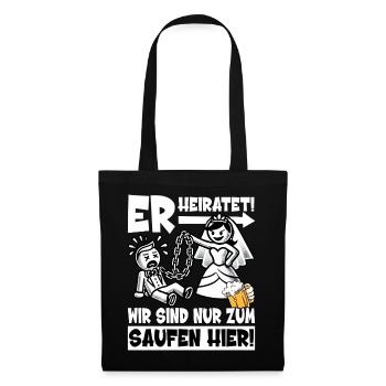 Junggesellenabschied Männer T-Shirt JGA Poltern - Stoffbeutel - Schwarz - Vorne