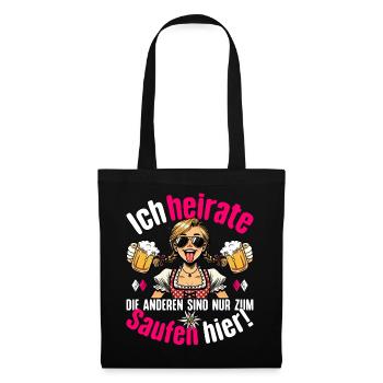 JGA Braut T-Shirt Junggesellenabschied Frauen JGA - Stoffbeutel - Schwarz - Vorne