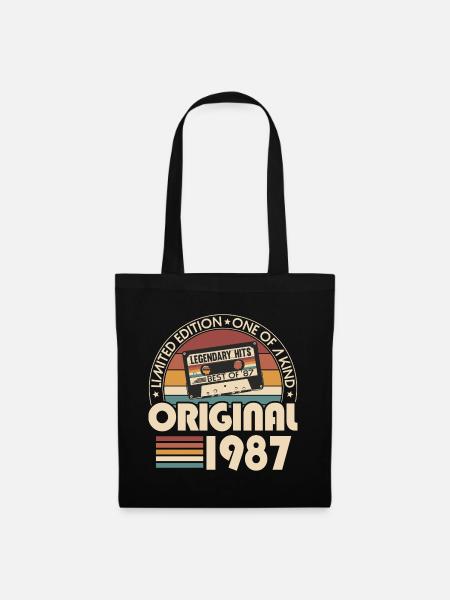Né en 1987 Vintage Vintage Anniversaire Rétro - Sac en tissu - noir