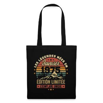 Légendaire depuis Janvier 1975 Vintage Cadeau 1975 - Sac en tissu - noir - Devant