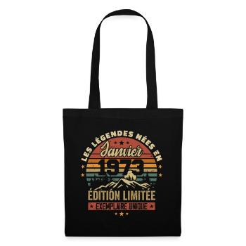 Légendaire depuis Janvier 1973 Vintage Cadeau 1973 - Sac en tissu - noir - Devant