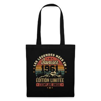 Légendaire depuis Janvier 1961 Vintage Cadeau 1961 - Sac en tissu - noir - Devant