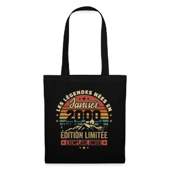 Légendaire depuis Janvier 2000 Vintage Cadeau 2000 - Sac en tissu - noir - Devant