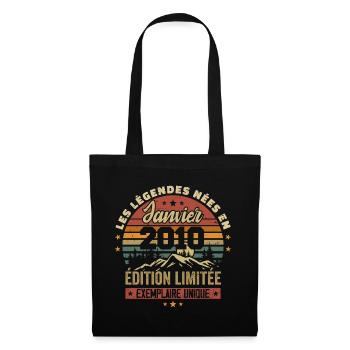 Légendaire depuis Janvier 2010 Vintage Cadeau 2010 - Sac en tissu - noir - Devant