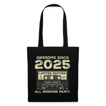 2025 Geburtstag geboren im Jahr 2025 Vintage Retro - Stoffbeutel - Schwarz - Vorne