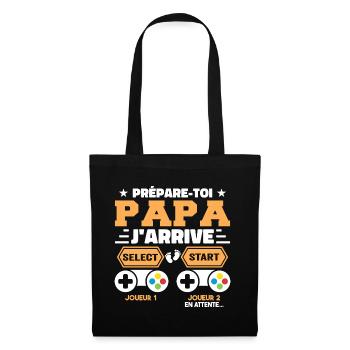 Prépare Toi Papa J'arrive - Annonce Grossesse - Sac en tissu - noir - Devant