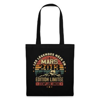 Vintage 2013 Mars Cadeau Anniversaire Rétro 2013 - Sac en tissu - noir - Devant