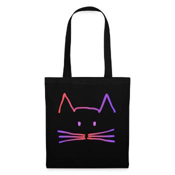 Catlover - chat Motif dessiné à la main - coloré - Sac en tissu - noir - Devant