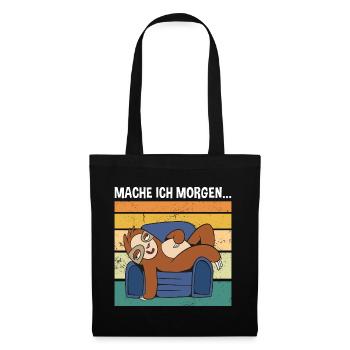 Mache Ich Morgen... Süßes Faultier - Stoffbeutel - Schwarz - Vorne