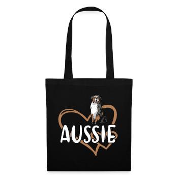 Chien Aussie Coeur - Sac en tissu - noir - Devant